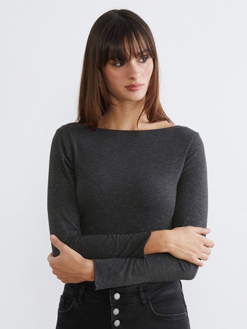 LCW Vision Antrasit Bisiklet Yaka Kadın Body
