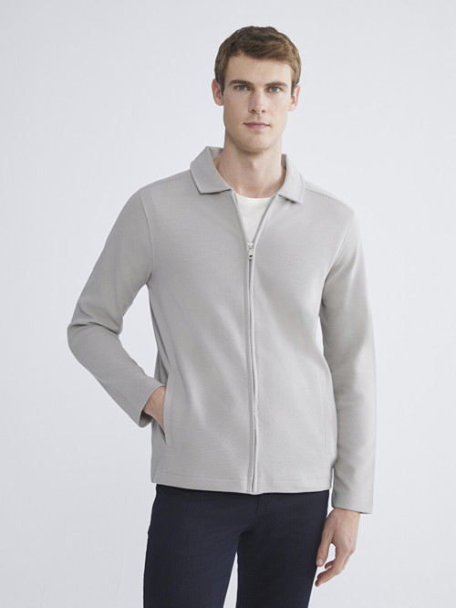 LCWAIKIKI Classic Gri Standart Kalıp Polo Yaka Erkek Fermuarlı Sweatshirt