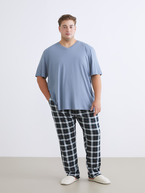 LC WAIKIKI Lacivert Büyük Beden Standart Kalıp Ekose Erkek Pijama Alt