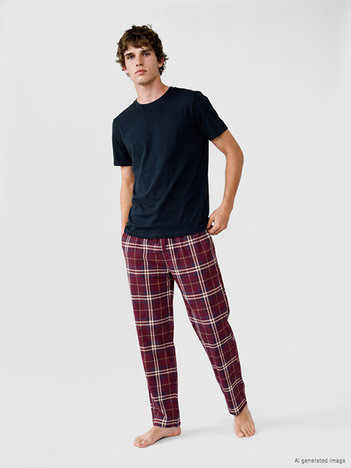 LC WAIKIKI Bordo Regular Fit Ekose Erkek Pijama Alt