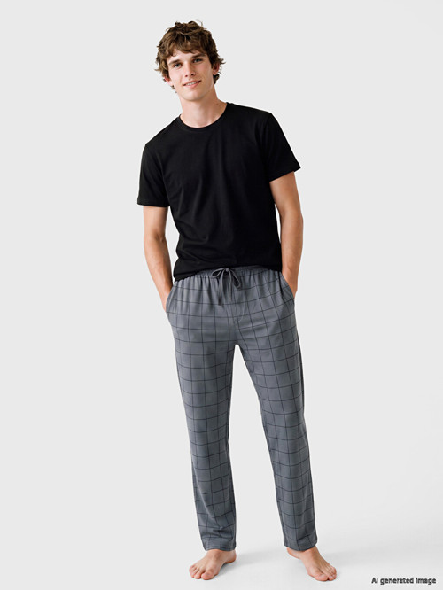 LC WAIKIKI Siyah Bisiklet Yaka Kısa Kollu Erkek Pijama Üst