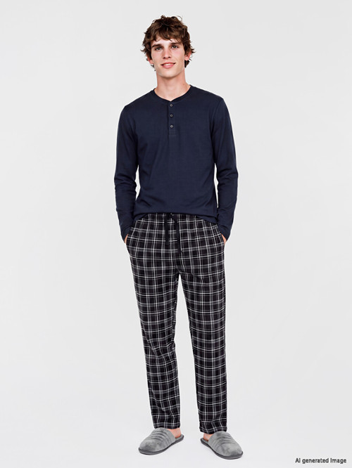 LC WAIKIKI Siyah Regular Fit Ekose Erkek Pijama Altı