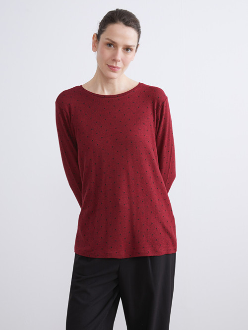 LCW EVERYDAY Bordo Bisiklet Yaka Puantiyeli Kadın Body