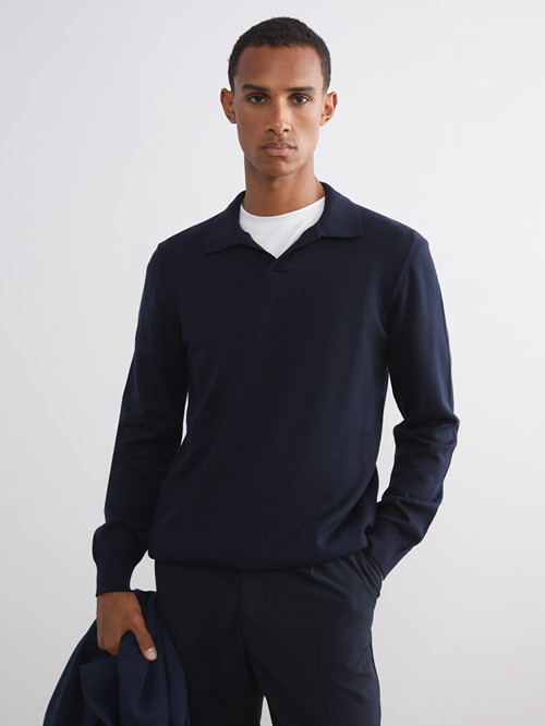 LCW Vision Lacivert Polo Yaka Erkek Triko Kazak