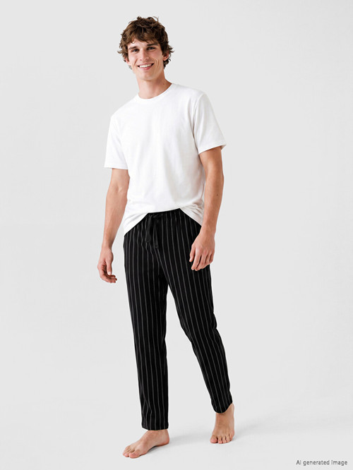 LC WAIKIKI Siyah Regular Fit Çizgili Erkek Pijama Altı