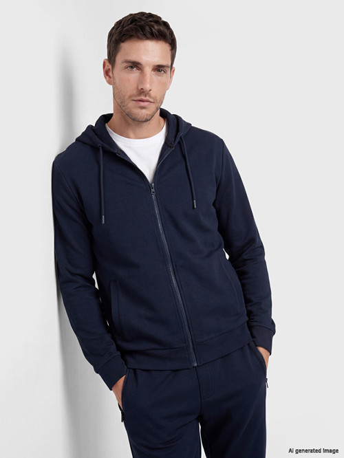 LCWAIKIKI Classic Lacivert Kapüşonlu Erkek Fermuarlı Sweatshirt