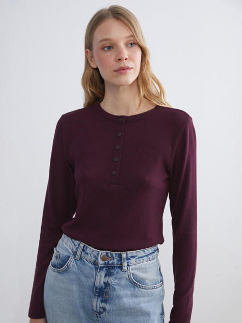 LCW EVERYDAY Bordo Bisiklet Yaka Kadın Body