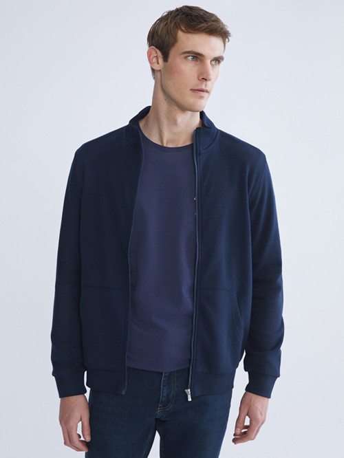 LC WAIKIKI Lacivert Dik Yaka Erkek Fermuarlı Sweatshirt
