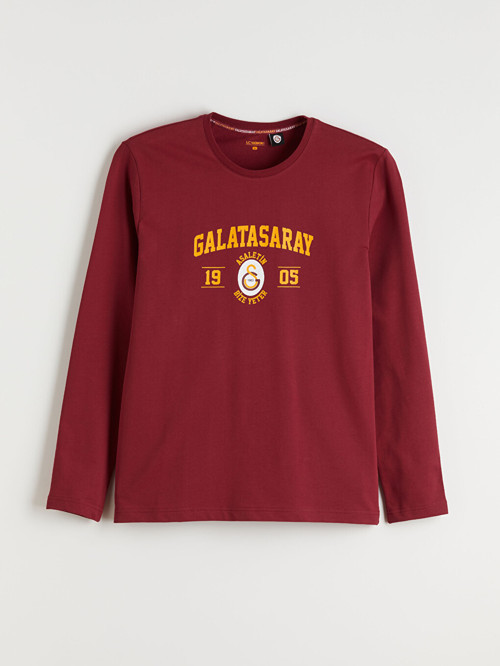 LC WAIKIKI Kırmızı Bisiklet Yaka Galatasaray Baskılı Erkek Pijama Üst