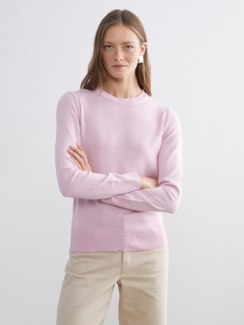 LCW Comfort Pembe Bisiklet Yaka Kadın Triko Kazak
