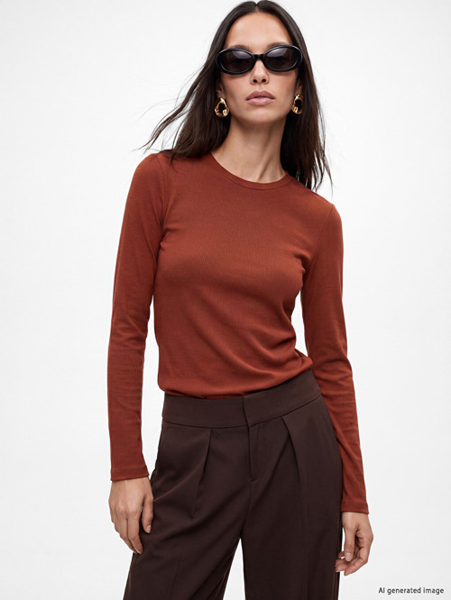 LCW EVERYDAY Bordo Bisiklet Yaka Kadın Fitilli Body