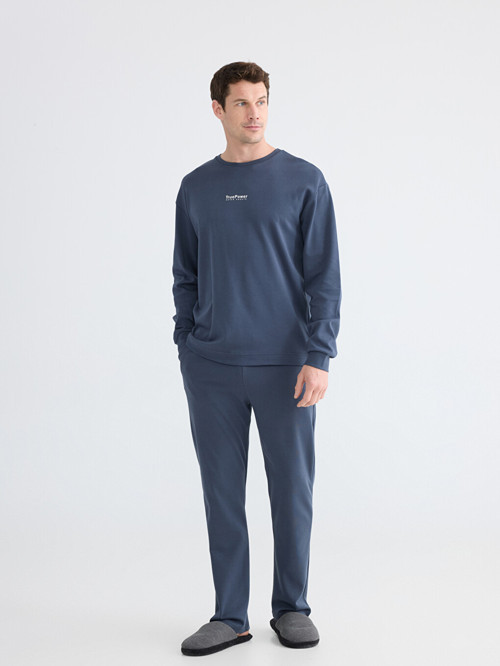 LC WAIKIKI Lacivert Standart Kalıp Erkek Baskılı Pijama Takım