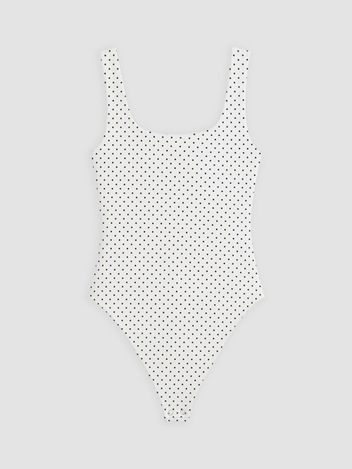LC WAIKIKI Beyaz U Yaka Puantiyeli Kadın Bodysuit