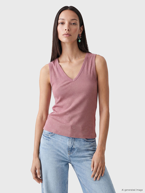 LCW EVERYDAY Pembe V Yaka Simli Kadın Atlet