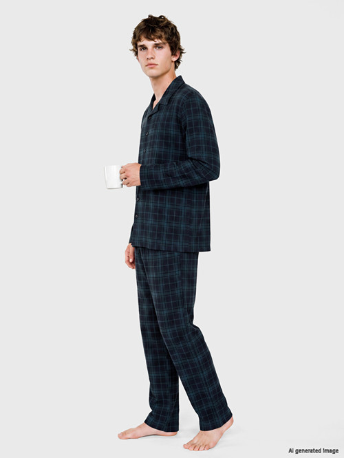 LC WAIKIKI Yeşil Regular Fit Ekose Erkek Pijama Takımı