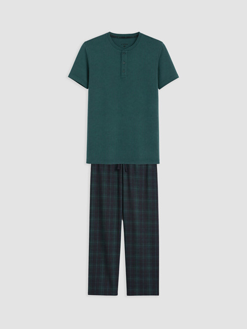 LC WAIKIKI Yeşil Regular Fit Ekose Erkek Pijama Takım