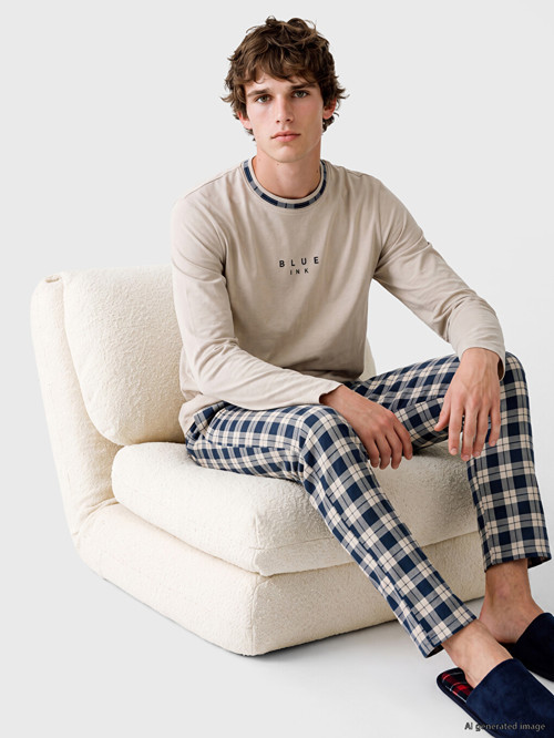 LC WAIKIKI Gri Regular Fit Ekose Erkek Pijama Takımı