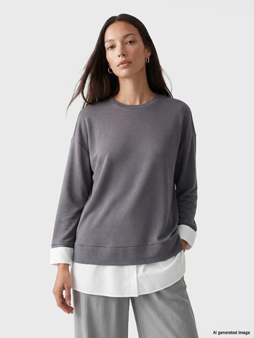 LCW EVERYDAY Antrasit Soft Touch Oversize Kadın Sweatshirt Tunik