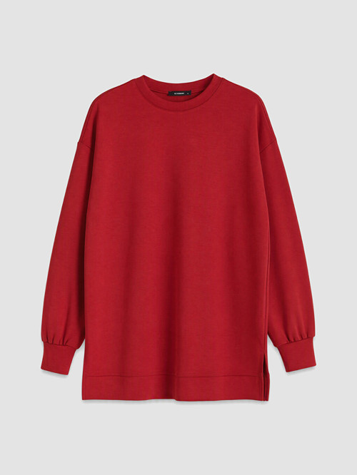LC WAIKIKI Kırmızı Soft Touch Kadın Sweatshirt Tunik