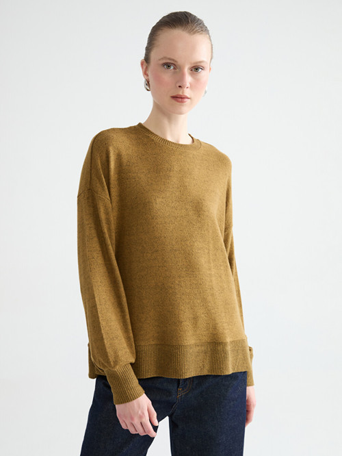 LCW EVERYDAY Sarı Bisiklet Yaka Oversize Kadın Sweatshirt