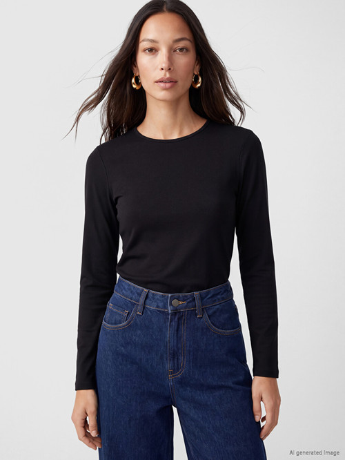 LCW EVERYDAY Siyah Bisiklet Yaka Kadın Body