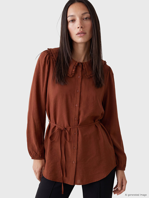LCW EVERYDAY Bordo Bebe Yaka Bağlamalı Kadın Gömlek Tunik