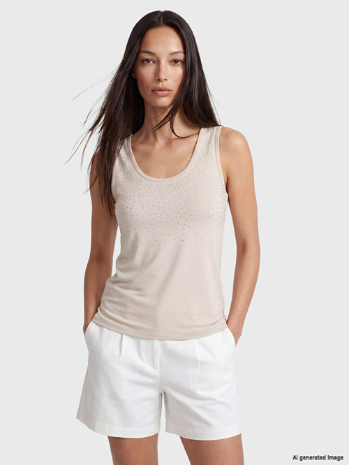 LCW EVERYDAY Gri U Yaka Taşlı Soft Touch Kadın Atlet