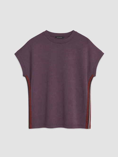 LCW EVERYDAY Mürdüm Şerit Detaylı Soft Touch Oversize Kadın Tişört