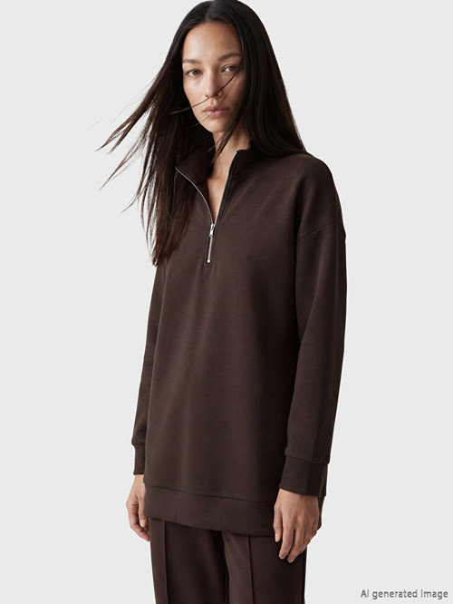 LCW EVERYDAY Kahverengi Dik Yaka Kadın Sweatshirt