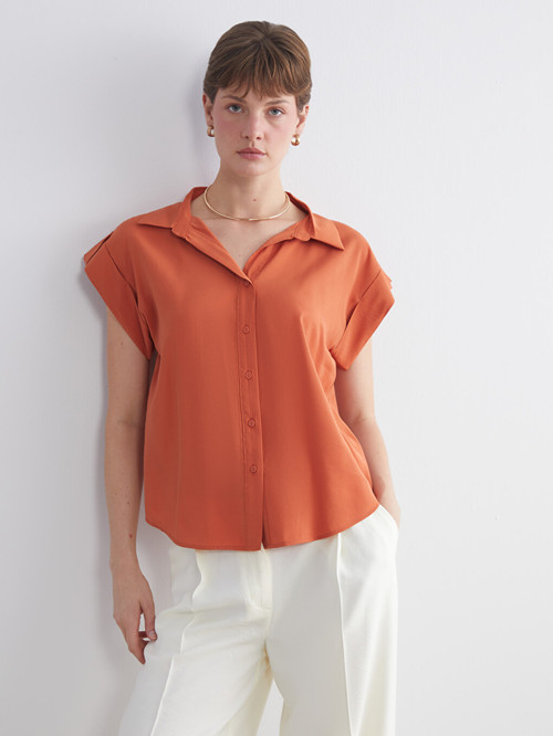 LCWAIKIKI Classic Turuncu Loose Fit Kadın Gömlek