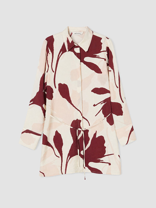 LCW EVERYDAY Bordo Çiçekli Kadın Gömlek Tunik