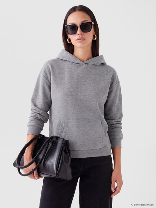 LC WAIKIKI Antrasit Loose Fit Kadın Hoodie