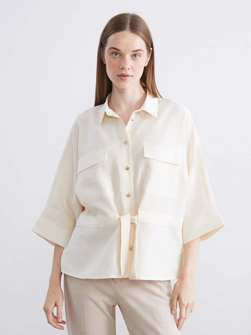 LCW Vision Beyaz Oversize Kadın Gömlek