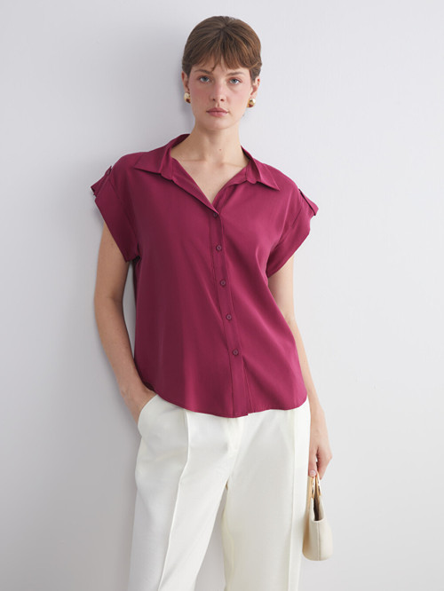 LCWAIKIKI Classic Bordo Loose Fit Kadın Gömlek
