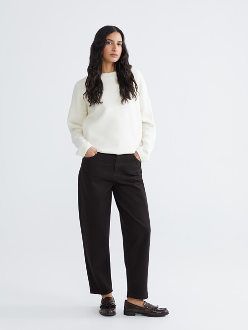 LCW Modest Kahverengi Barrel Fit Kadın Jean Pantolon