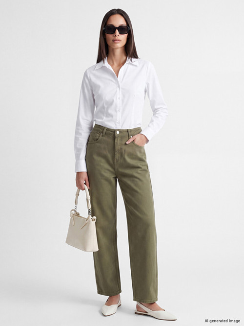 LCWAIKIKI Classic Yeşil Mom Fit Kadın Jean Pantolon