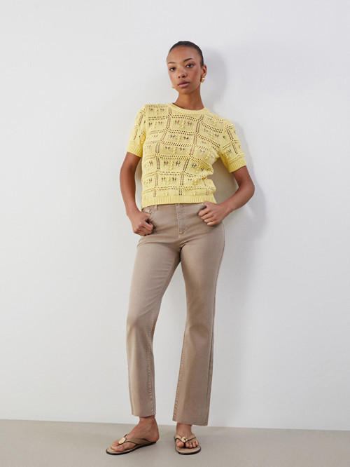 LCW Jeans Kahverengi Crop Flare Kadın Jean Pantolon