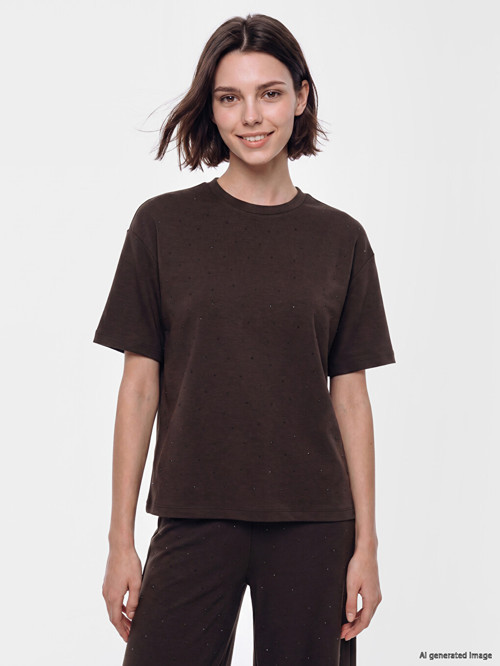 LCW Modest Kahverengi Soft Touch Kadın Tişört