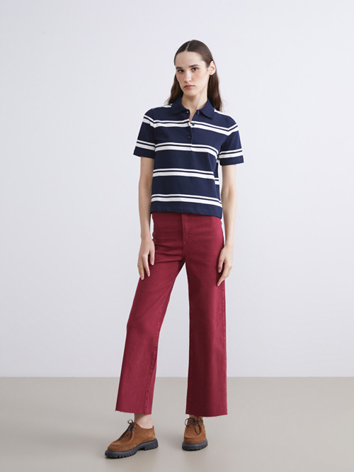 LCW Modest Bordo Wideleg Kadın Jean Pantolon