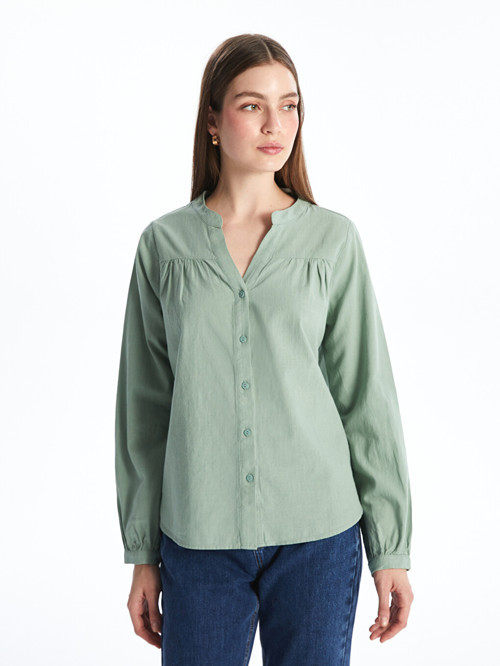 LCWAIKIKI Classic Yeşil Kaçık Yaka Oversize Bluz