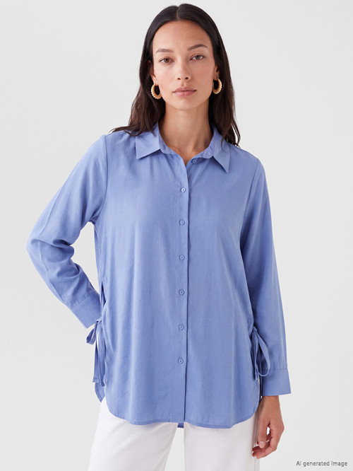 LCW EVERYDAY Mor Oversize Modal Karışımlı Kadın Gömlek Tunik