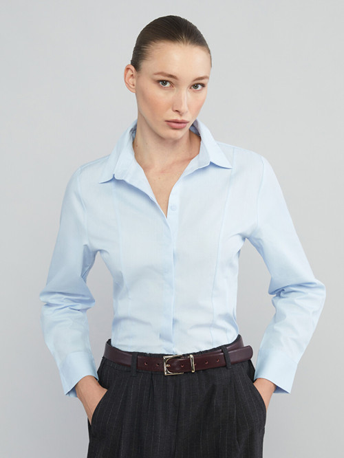 LCWAIKIKI Classic Mavi Regular Fit Kadın Gömlek