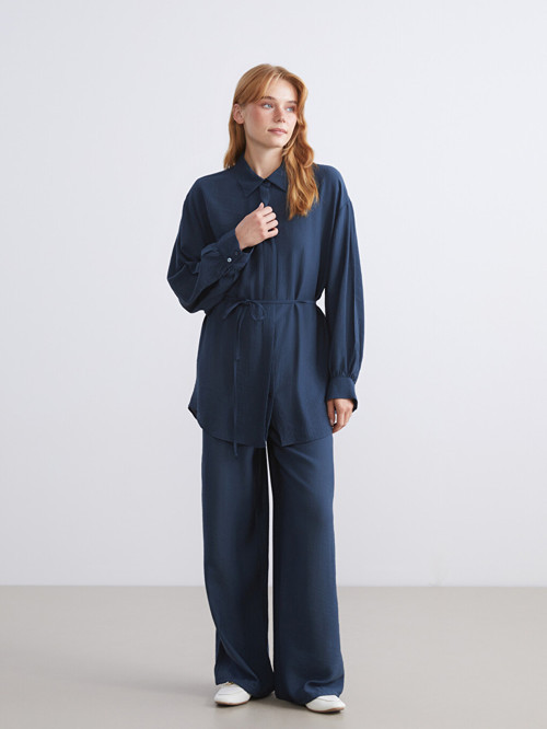 LCW Modest Lacivert Beli Lastikli Geniş Paça Kadın Pantolon