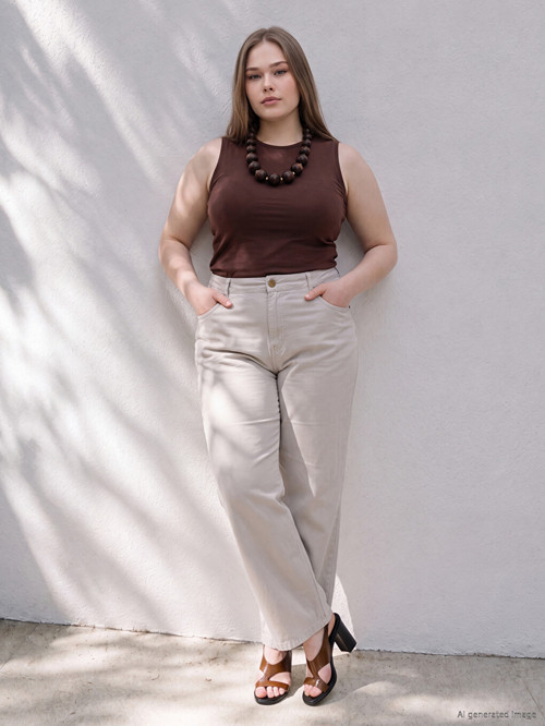 LCWAIKIKI Curve Gri Büyük Beden Straight Fit Kadın Jean Pantolon