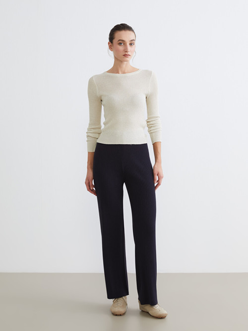 LCW Comfort Lacivert Beli Lastikli Kadın Triko Pantolon