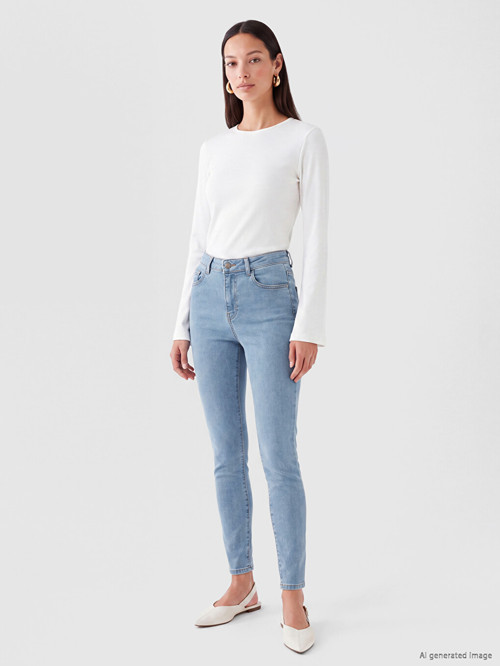 LCW ECO İndigo Yüksek Bel Süper Skinny Fit Kadın Jean Pantolon