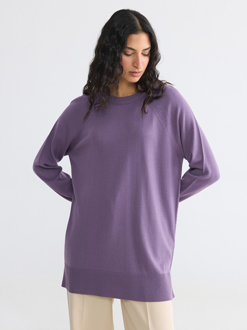 LCW Modest Mor Bisiklet Yaka Kadın Triko Tunik