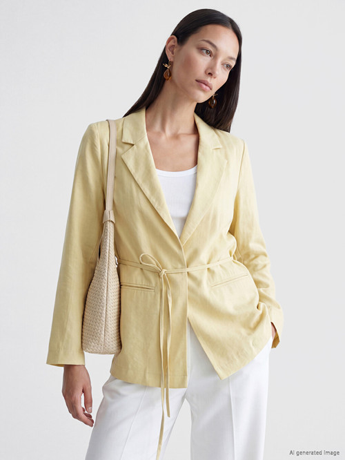 LCW STUDIO Sarı Kuşaklı Kadın Blazer Ceket