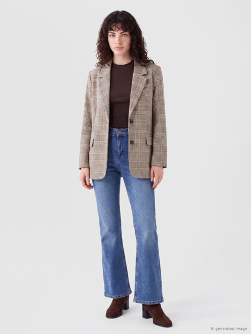 LCW Jeans İndigo Petite Flare Kadın Jean Pantolon