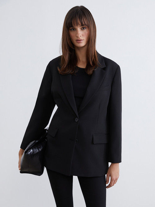 LCW Vision Siyah Krep Kadın Blazer Ceket